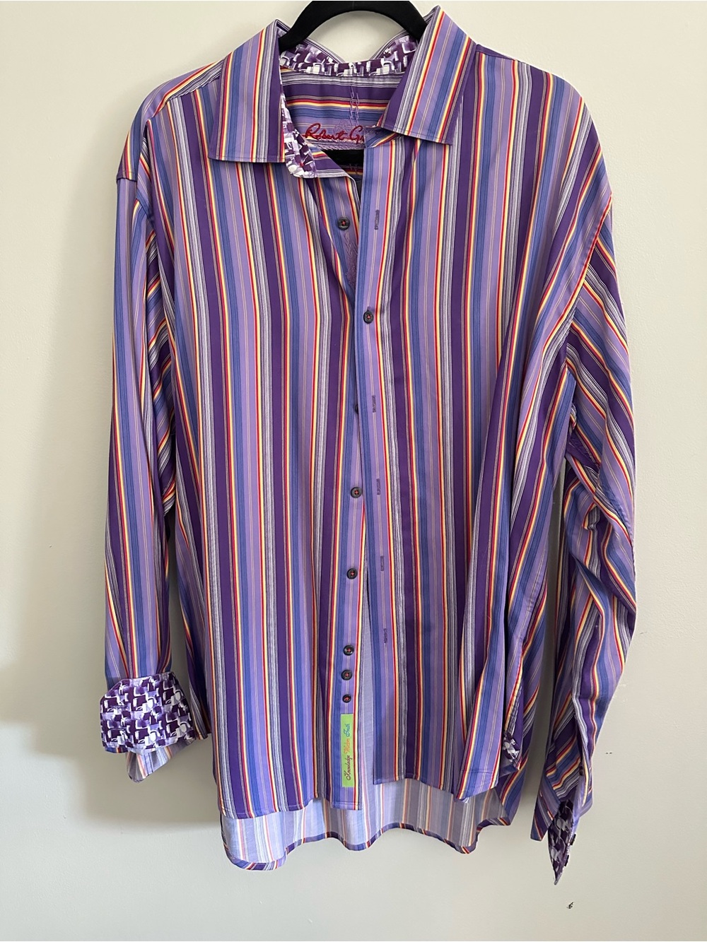 Robert Graham Purple Multi-Stripe Men's Button-Up Shirt